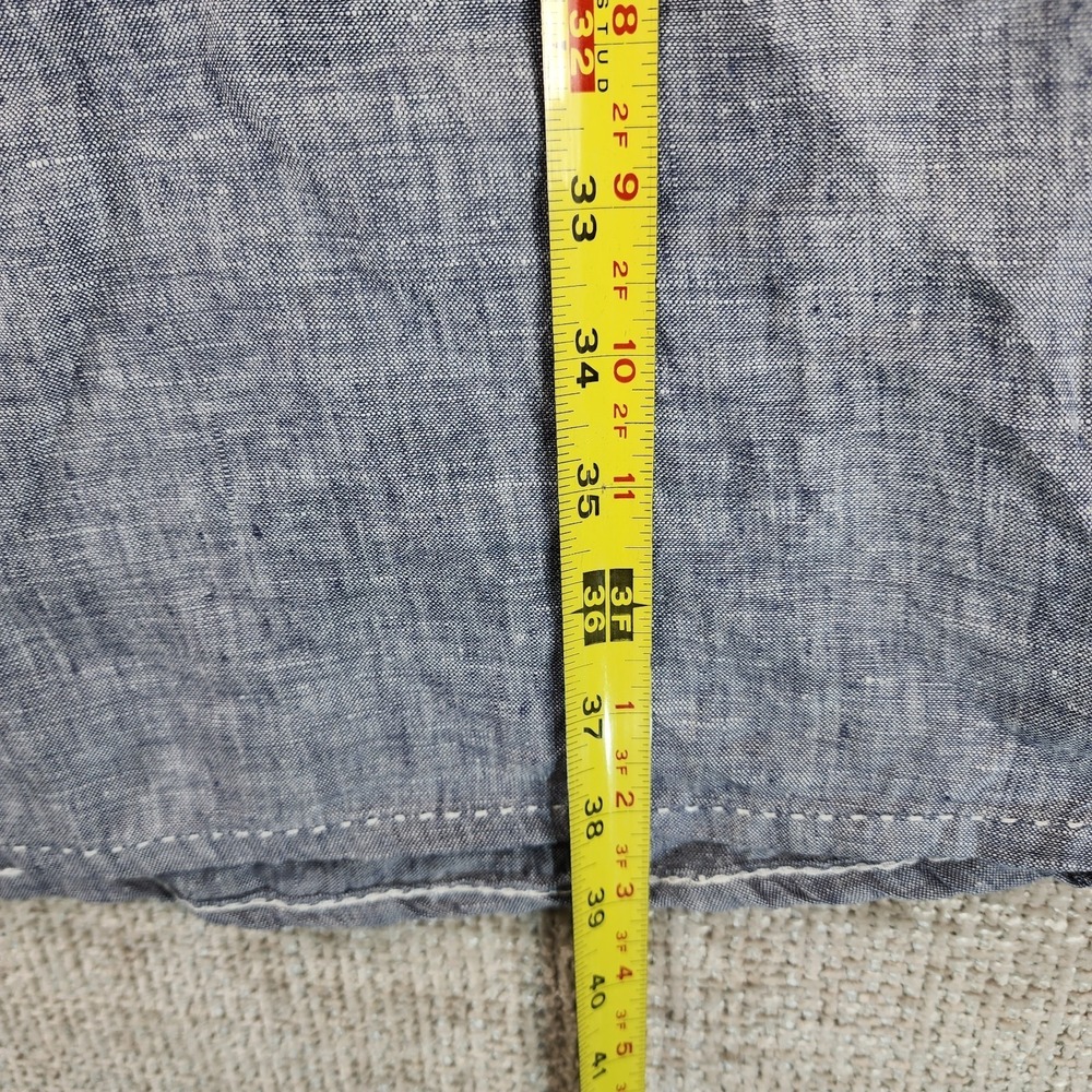 Blue Illusion 100% French Linen Midi Dress Womens XL Blue Short Sleeve Shift - Picture 6 of 11